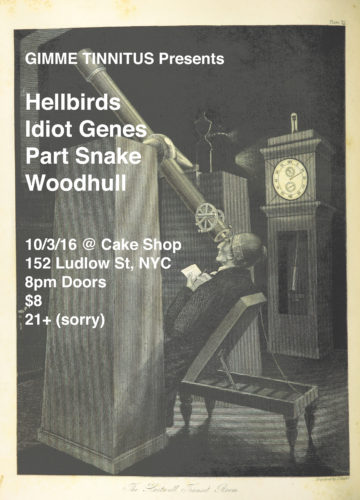 show :: 10/3 @ Cake Shop > Hellbirds + Idiot Genes + Part Snake + Woodhull